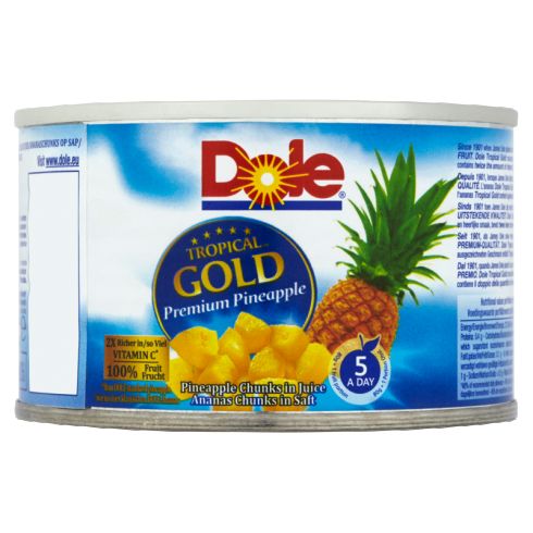 Dole Tropical Gold Kawałki ananasa w soku 227 g