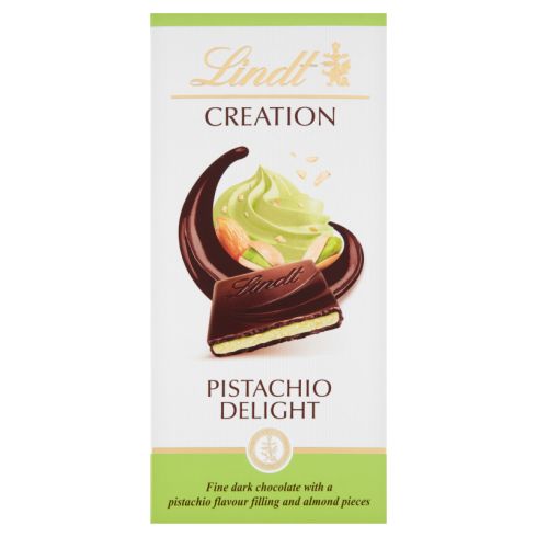 Lindt Creation Czekolada deserowa z nadzieniem o smaku pistacjowym z kawałkami migdałów 150 g