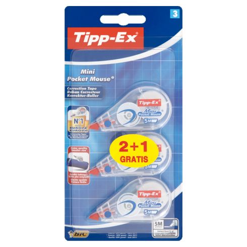 Tipp-Ex Pocket Mouse Korektor w taśmie 5 m x 5 mm 3 sztuki