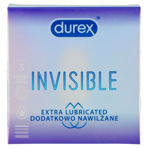 Durex Invisible Dodatkowo nawilżane Prezerwatywy 3 sztuki