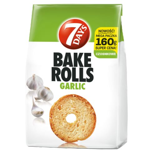 7 Days Bake Rolls Chrupki chlebowe o smaku czosnku 150 g