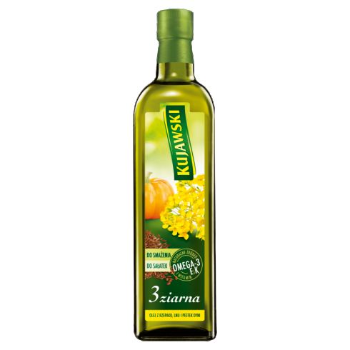 Kujawski 3 ziarna Olej rzepakowy z olejami z lnu i pestek dyni 750 ml