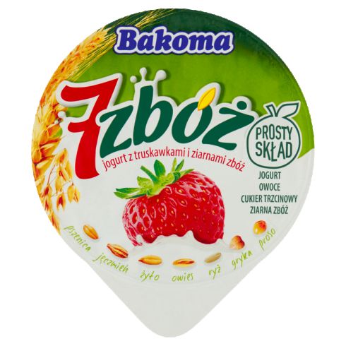 Bakoma 7 zbóż Jogurt z truskawkami i ziarnami zbóż 300 g