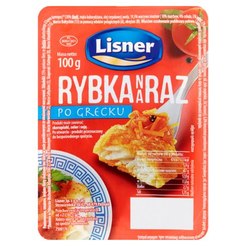 Lisner Rybka na raz po grecku 100 g
