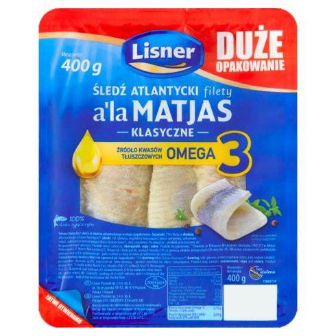 Lisner Śledź atlantycki filety a'la Matjas klasyczne 400 g