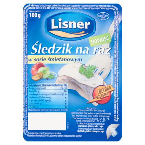 Lisner Śledzik na raz w sosie śmietanowym 100 g