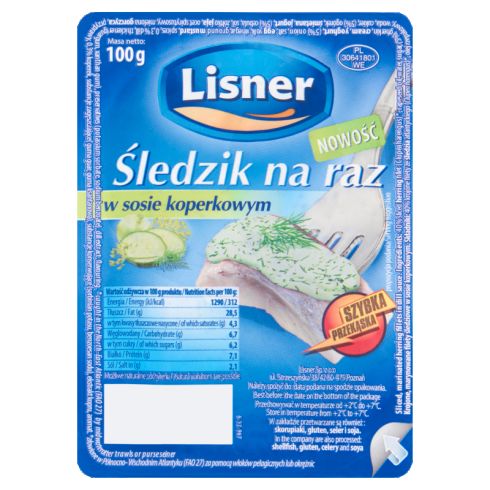 Lisner Śledzik na raz w sosie koperkowym 100 g