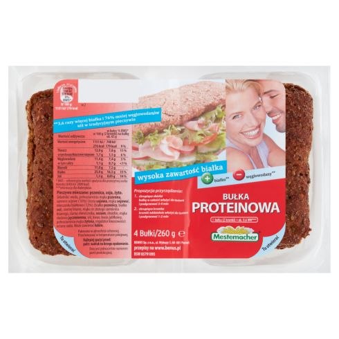 Mestemacher Bułka proteinowa 260 g (4 sztuki)