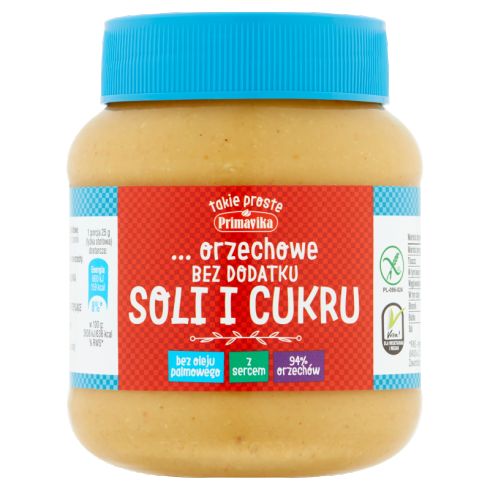 Primavika Pasta orzechowa bez dodatku soli i cukru 350 g