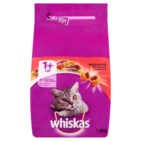 Whiskas z wołowiną Przepyszne paszteciki Karma pełnoporcjowa 1,4 kg