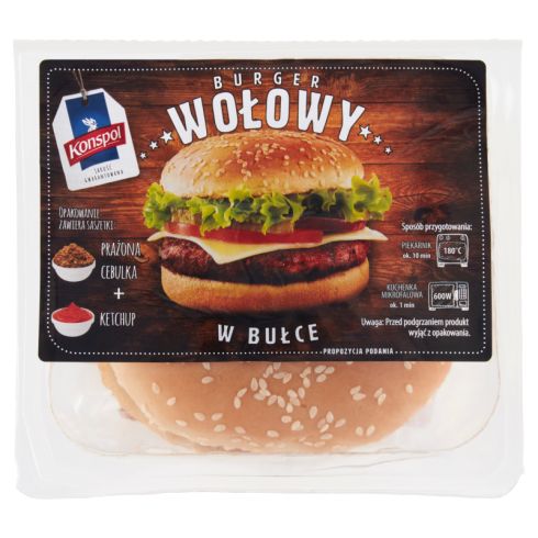 Konspol Burger wołowy w bułce 170 g