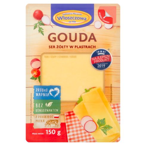 Gouda Włoszczowa  Ser żółty w plastrach 150 g