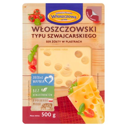 Włoszczowa Ser żółty włoszczowski typu szwajcarskiego w plastrach 500 g