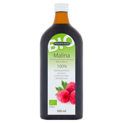 Premium Rosa Bio Sok bezpośrednio wyciskany z owoców malin ekologicznych 500 ml