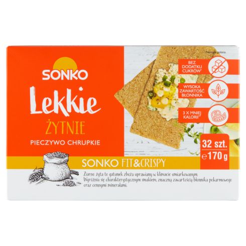 Sonko Pieczywo chrupkie Lekkie żytnie 170 g (32 sztuki)