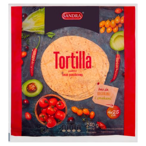 Sandra Tortilla pszenna smak pomidorowy 240 g (4 x 60 g)