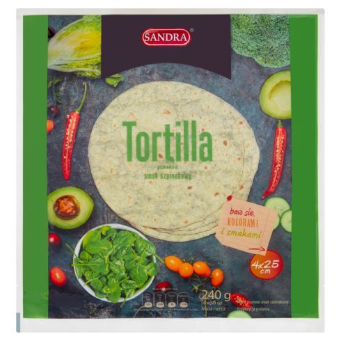 Sandra Tortilla pszenna smak szpinakowy 240 g (4 x 60 g)
