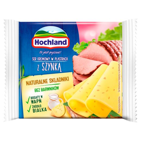 Hochland 130 g Ser kremowy w plastrach z szynką