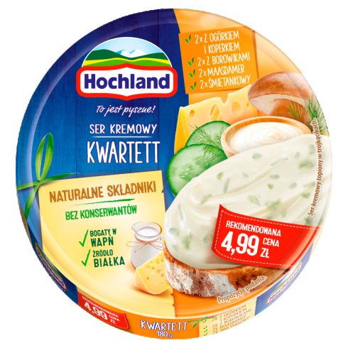 Hochland 180 g Ser kremowy kwartett w trójkącikach