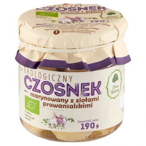 Dary Natury Ekologiczny czosnek marynowany z ziołami prowansalskimi 190 g