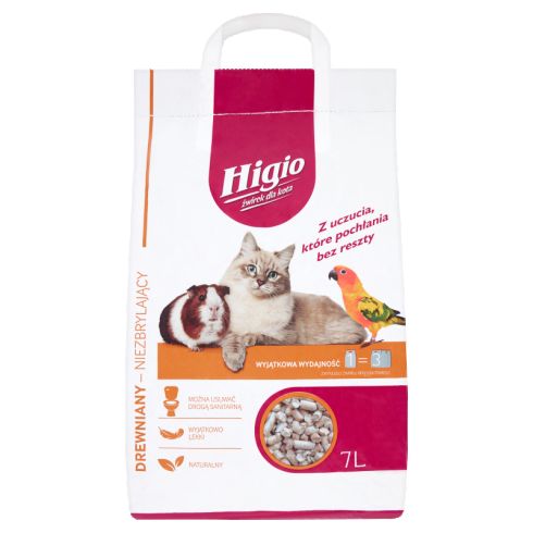 Higio Żwirek dla kota drewniany niezbrylający 7 l
