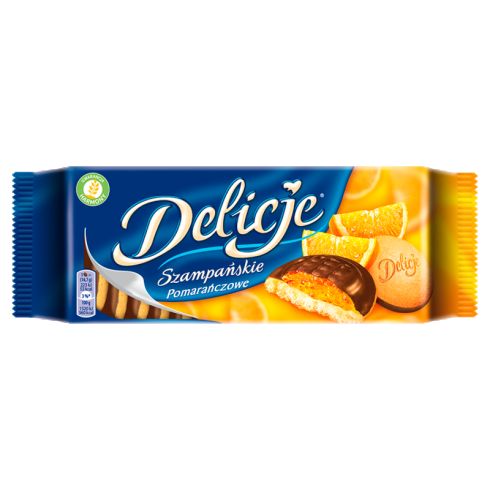 Delicje Szampańskie Biszkopty z galaretką pomarańczową oblewane czekoladą 147 g