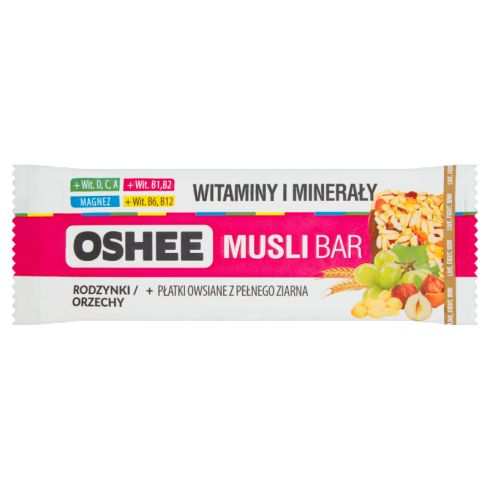 Oshee Musli Bar Baton zbożowy rodzynki orzechy 40 g