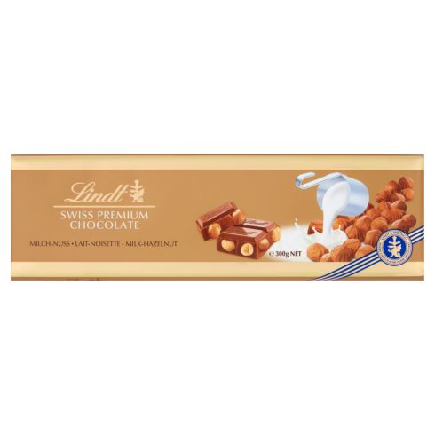 Lindt Szwajcarska czekolada mleczna z całymi orzechami laskowymi 300 g