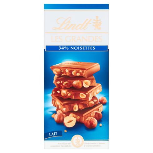 Lindt Les Grandes Szwajcarska czekolada mleczna z orzechami laskowymi 150 g