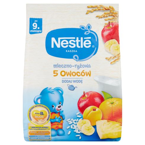 Nestlé Kaszka mleczno-ryżowa 5 owoców po 9 miesiącu 230 g