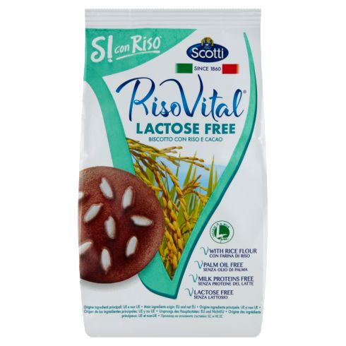 Riso Scotti Riso Vital Ciastka z ryżem czekoladą kakao i orzechami laskowymi 350 g