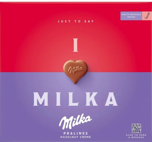 Czekoladki mleczne z nadzieniem z orzechów laskowych 110g  I love milka