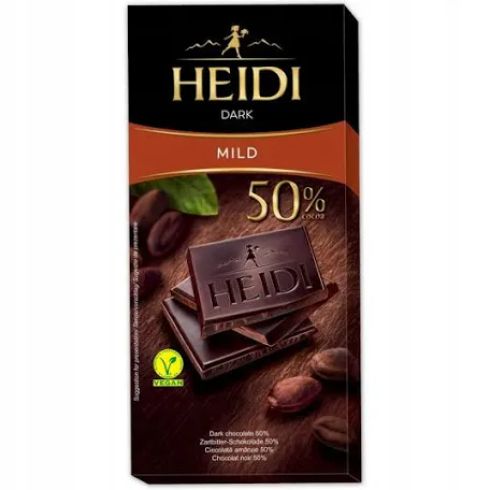 Heidi dark mild 50%  80g  Łagodna, gorzka czekolada