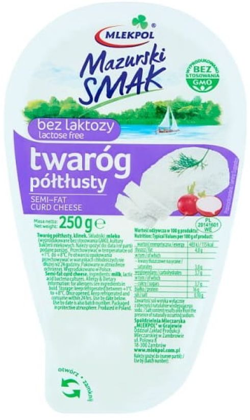 Twaróg klinek mazurski smak 250g półtłusty bez laktozy