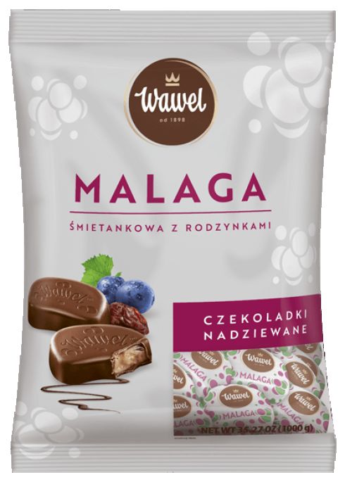 Wawel Malaga śmietankowa z rodzynkami Czekolada z nadzieniem 1000 g