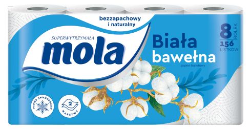 Mola White Biała Bawełna Papier toaletowy 8 rolek